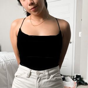 Black A&F cowl neck bodysuit